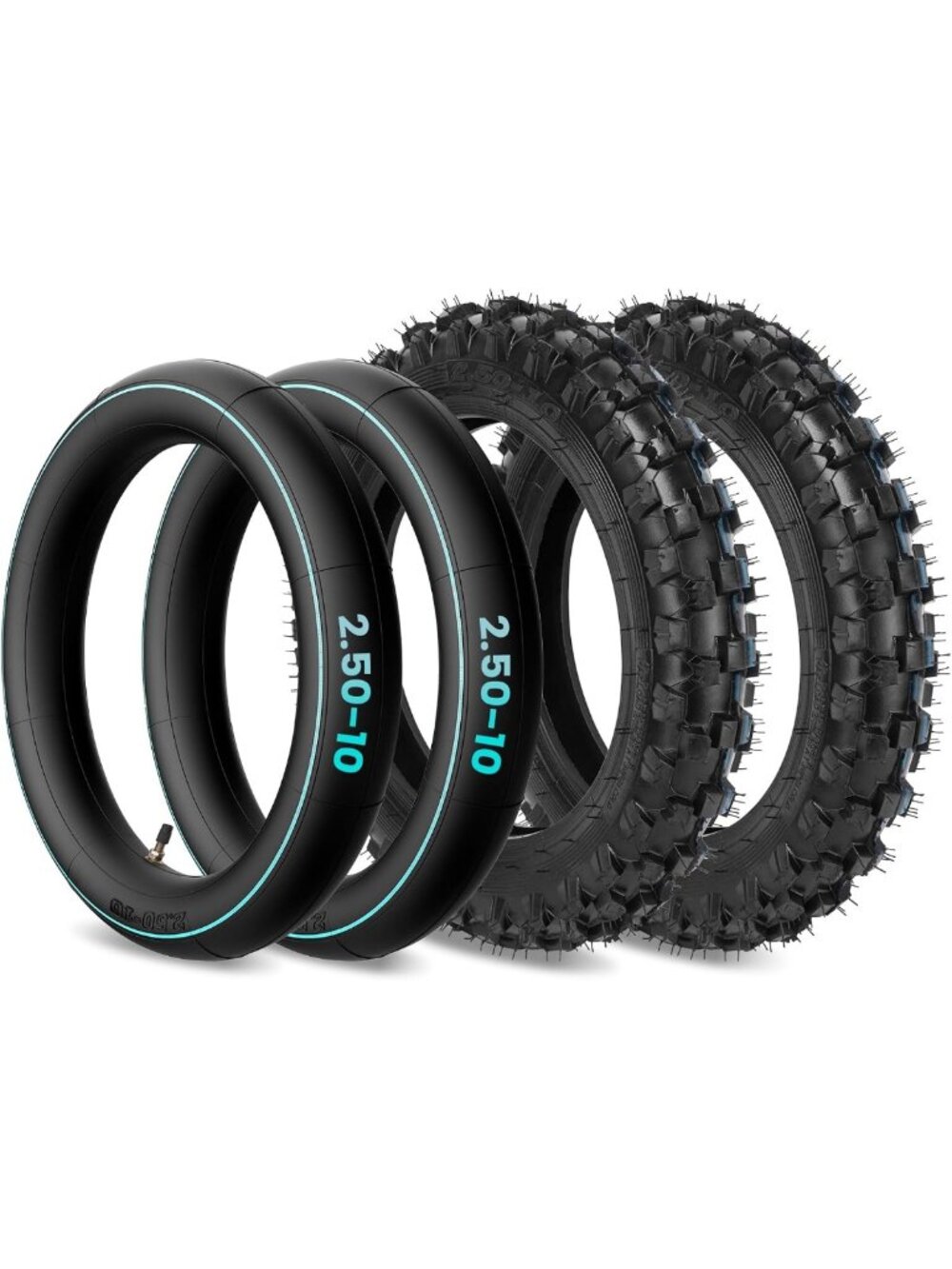 Heavy Duty Off-Road Tire & Inner Tube Set for 10" Rims - Compatible with Dirt